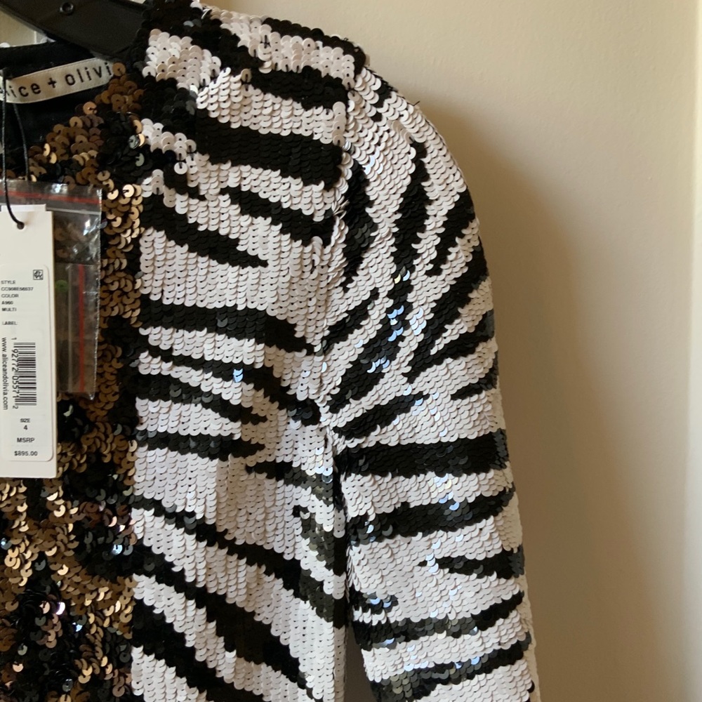 ALICE + OLIVIA JAE MULTI SEQUIN KEYHOLE MINI DRESS - Picture 11 of 16